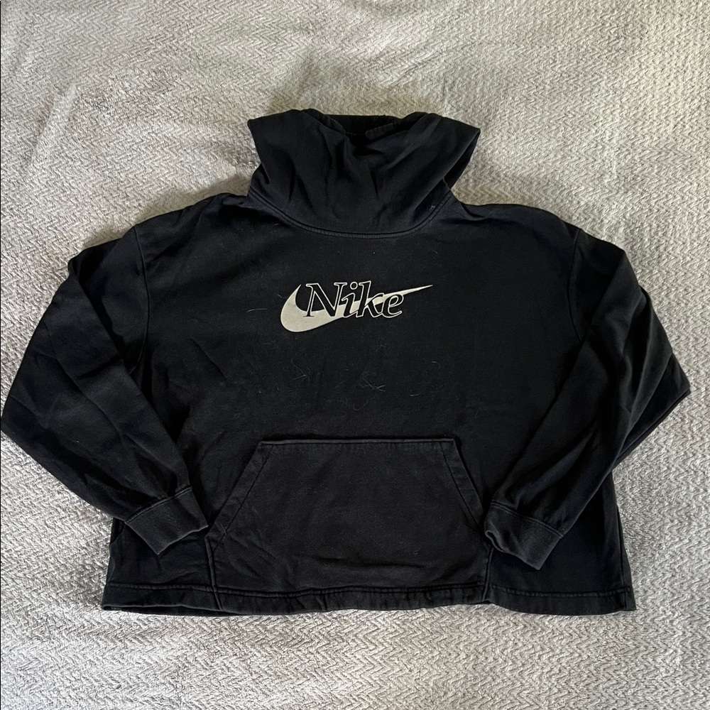 💋3/$10💋Nike Metallic Logo Black Mock Hood Sweatshirt Size Large